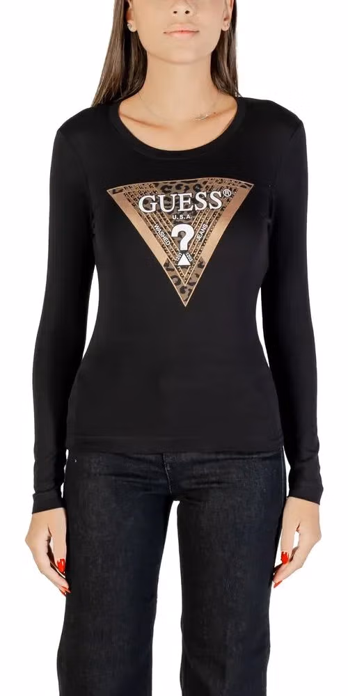 Guess Black Cotton Long Sleeve T-Shirt