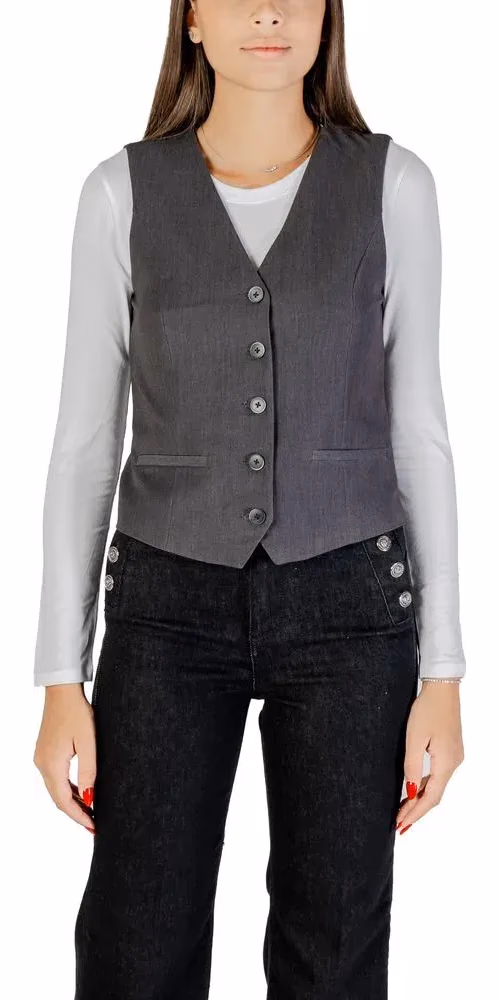 Only Gray Polyester Waistcoat