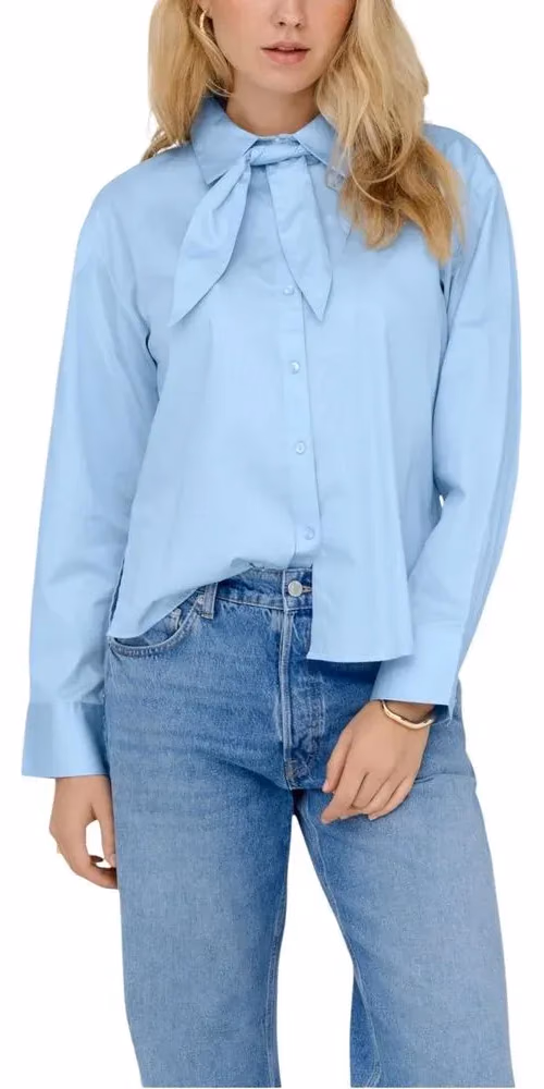 Jacqueline De Yong Blue Cotton Blouse