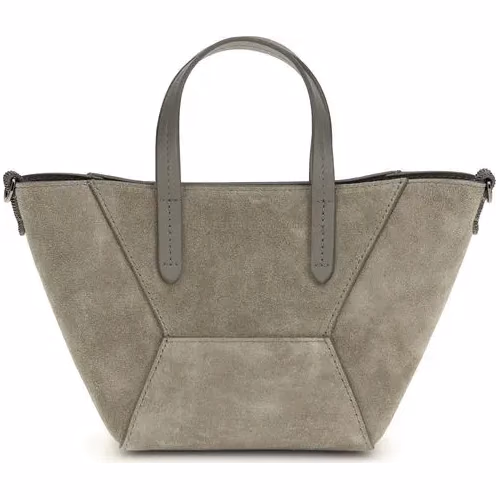 Brunello Cucinelli Beige Calf Leather Bos Taurus Shoulder Bag