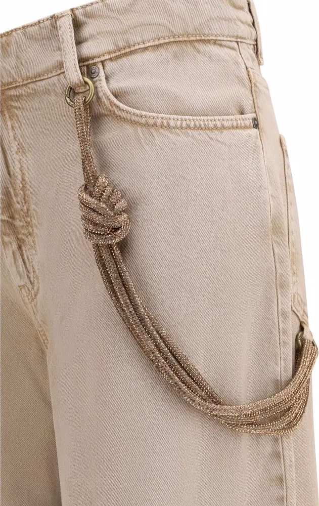 PINKO Beige Cotton Relaxed Fit Jeans