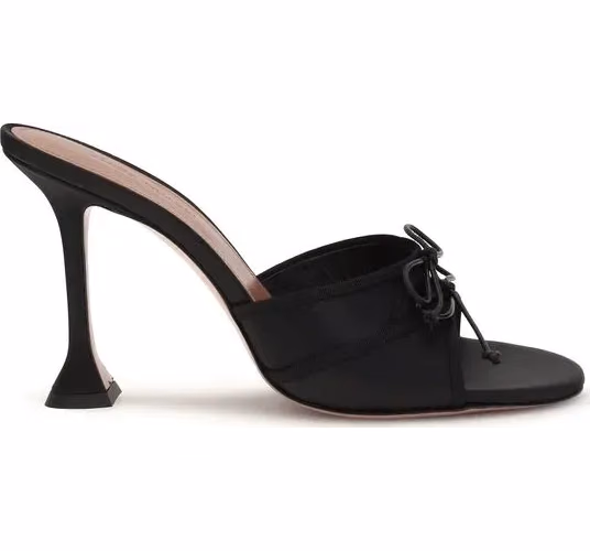 Amina Muaddi Black Fabric Sandals