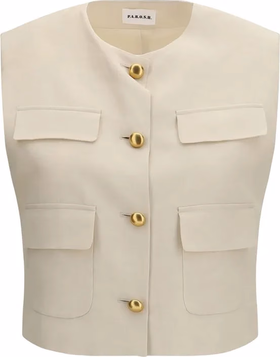 P.A.R.O.S.H. Beige Viscose Sleeveless Jacket