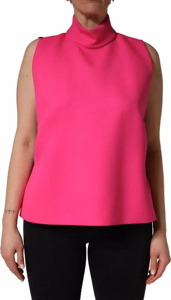 Dolce & Gabbana Hot Pink Wool Backless Sleeveless Tank Top