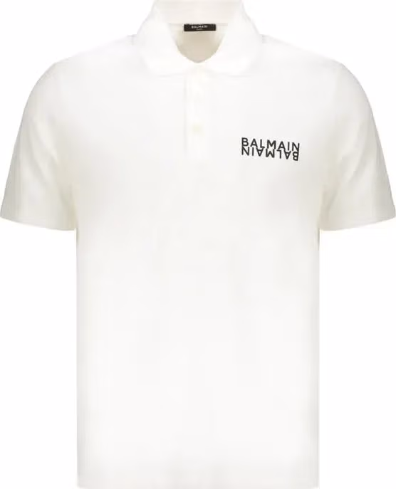 Balmain White Cotton Polo Shirt