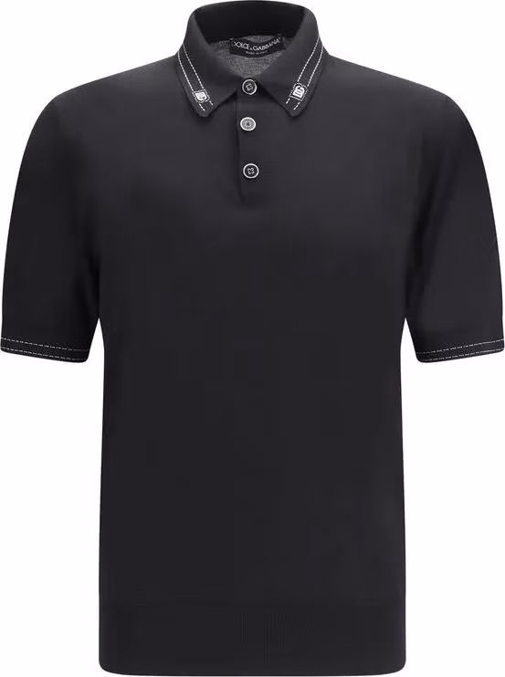 Dolce & Gabbana Black Silk Polo Shirt