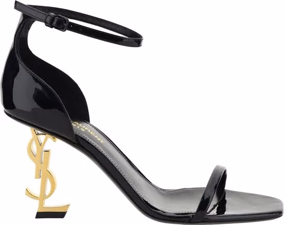 Saint Laurent Black Calf Leather Bos Taurus Stiletto Heel Sandals