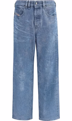 Blue Cotton Straight-Leg Jeans