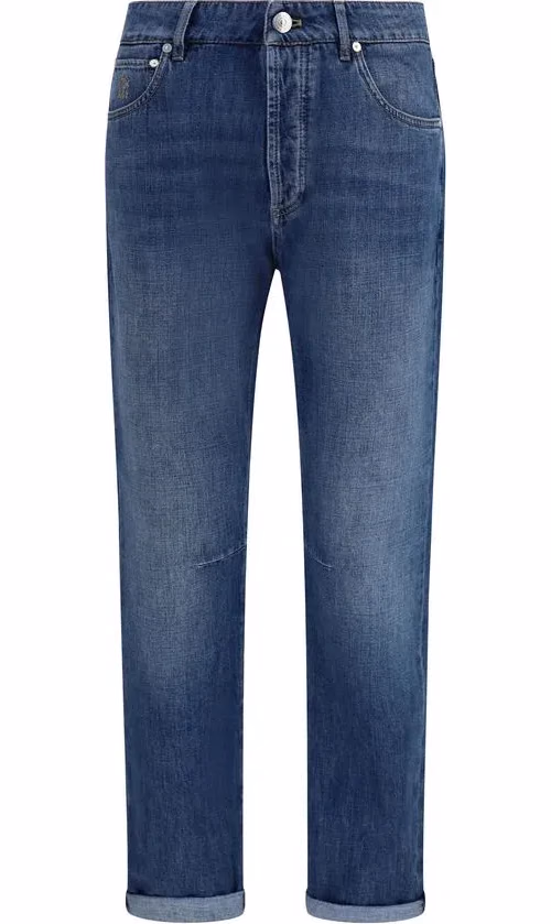 Brunello Cucinelli Blue Cotton Straight-Leg Jeans