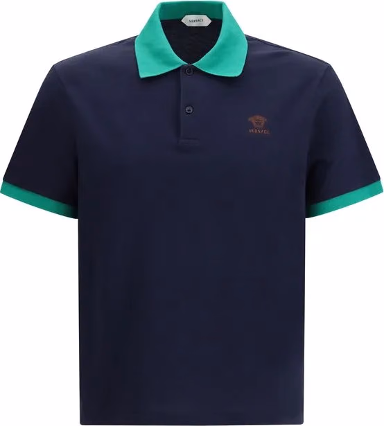 Versace Blue Cotton Polo Shirt