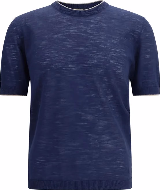Brooksfield Blue Linen Shortsleeve Shirt