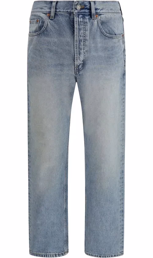 Saint Laurent Blue Cotton Straight-Leg Jeans