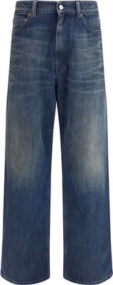 Blue Cotton Straight-Leg Jeans