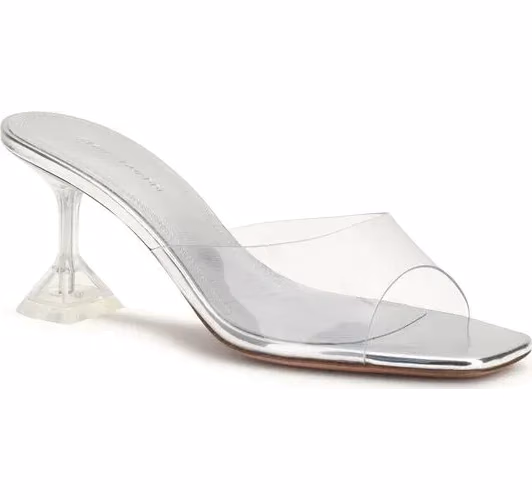Amina Muaddi Silver Pvc Stiletto Heel Sandals