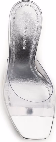 Amina Muaddi Silver Pvc Stiletto Heel Sandals