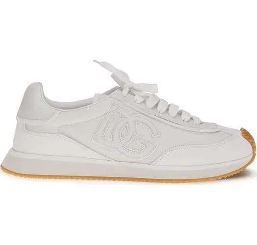 Dolce & Gabbana White Calf Leather Bos Taurus Athletic Sneakers