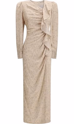 Beige Silk Casual Dress