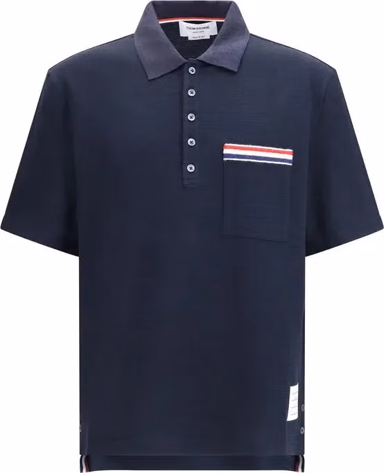 Thom Browne Blue Cotton Polo Shirt