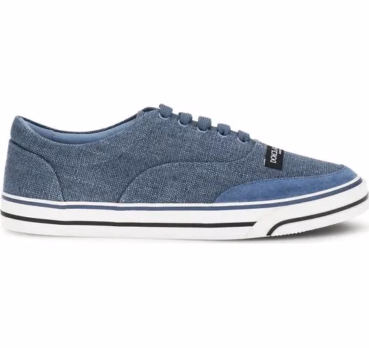 Dolce & Gabbana Blue Linen Low Top Sneakers