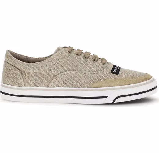 Dolce & Gabbana Beige Linen Low Top Sneakers
