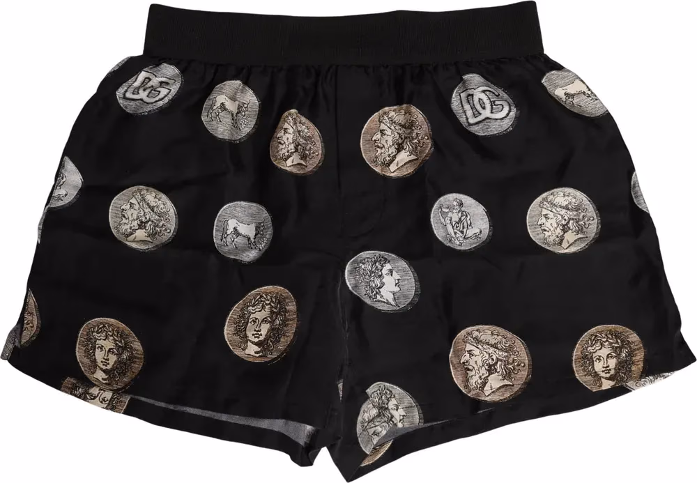 Dolce & Gabbana Black Ancient Coin Print Boxer Shorts Underwear