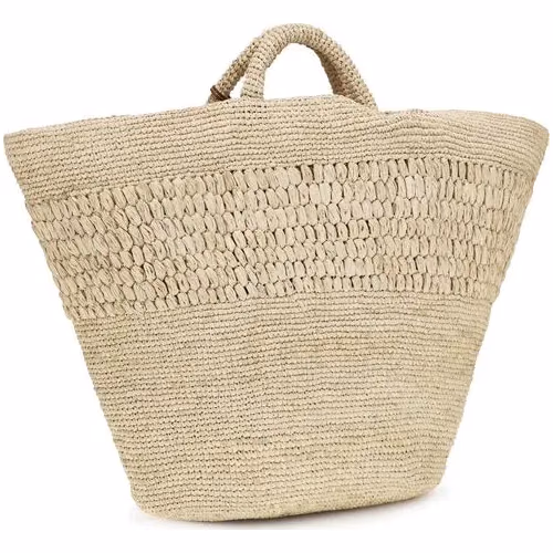 Manebi Beige Raffia Handbag
