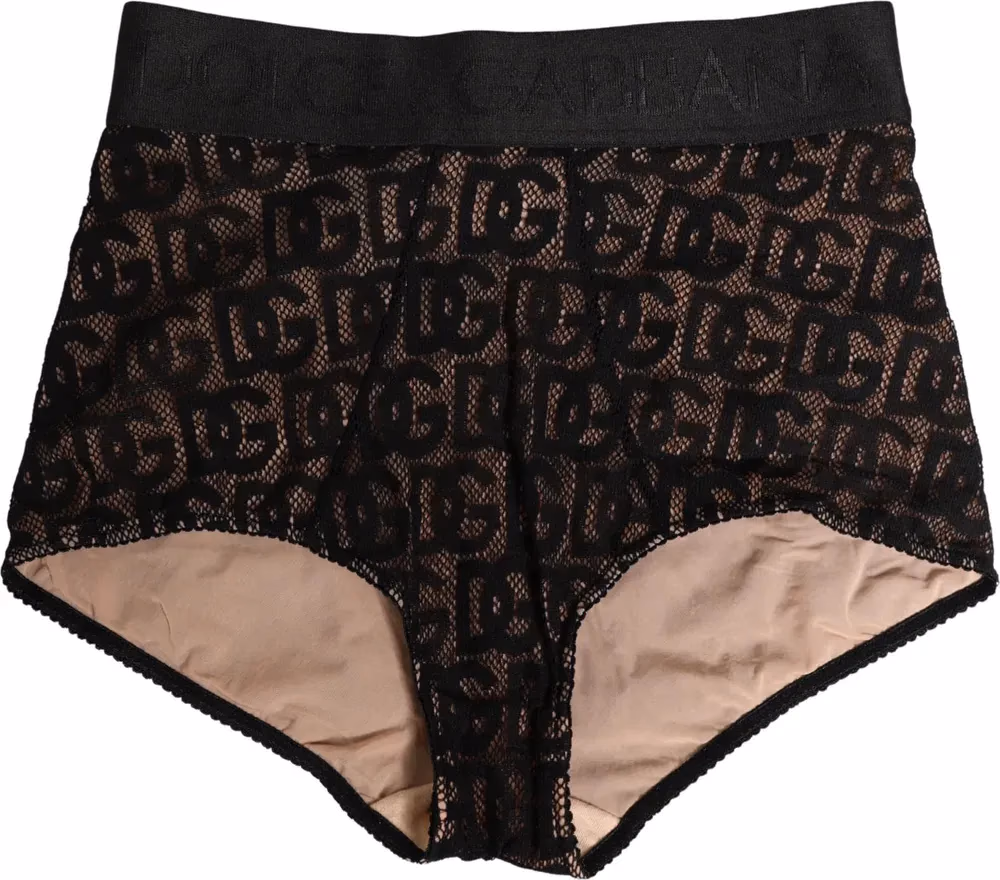Dolce & Gabbana Black Cotton DG Logo High Waist Girdle Underwear