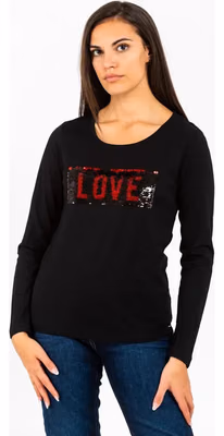 Black Cotton Long Sleeve T-Shirt
