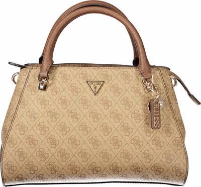 Beige Polyurethane Women Handbag