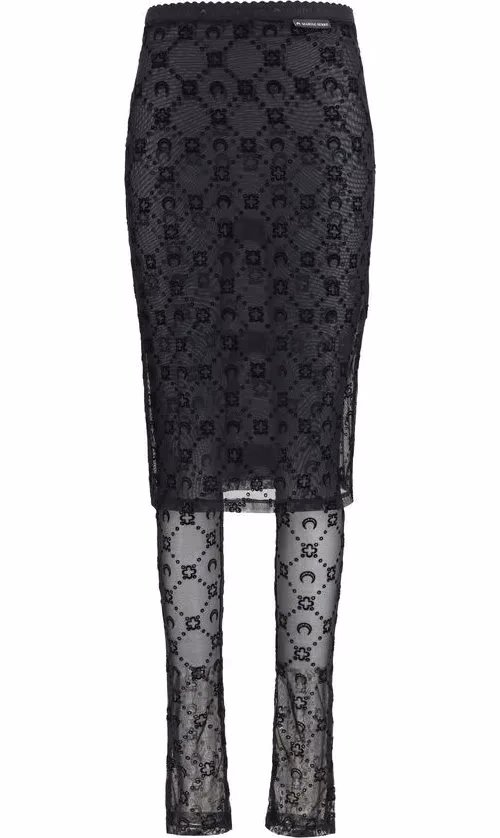Marine Serre Black Recycled Polyamide Midi Skirt