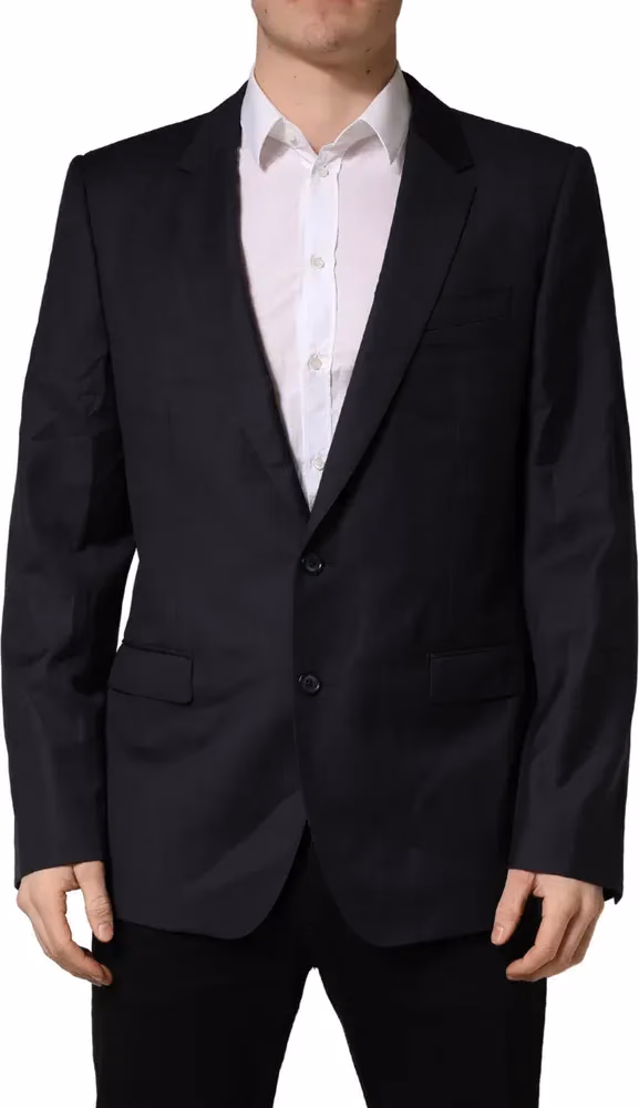 Dolce & Gabbana Black Wool Slim Fit Coat Men Jacket Blazer