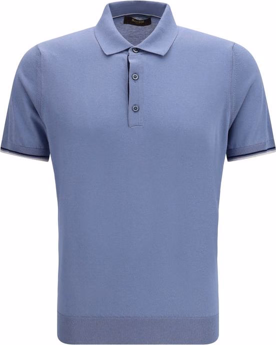 MooRER Blue Cotton Polo Shirt
