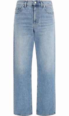 Blue Cotton Straight-Leg Jeans