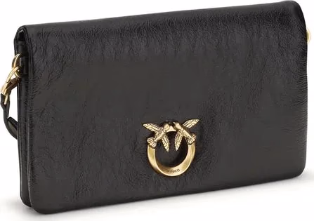 PINKO Black Goatskin Shoulder Bag