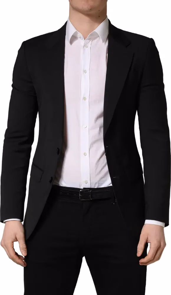Dolce & Gabbana Black Polyester 2 Buttons Men Suit Jacket