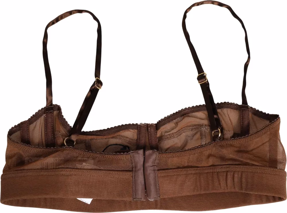 Dolce & Gabbana Brown DG Logo Nylon Mesh Balconette Bra Underwear