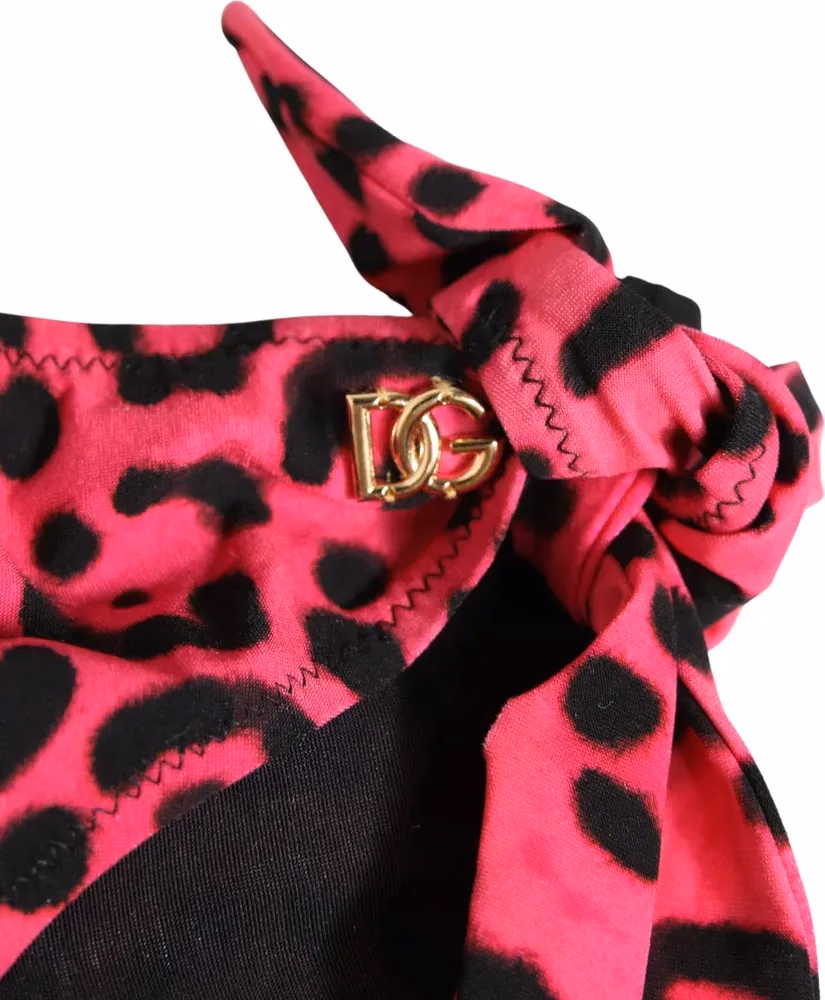 Dolce & Gabbana Pink Leopard Print Bikini Bottom Beachwear Swimwear