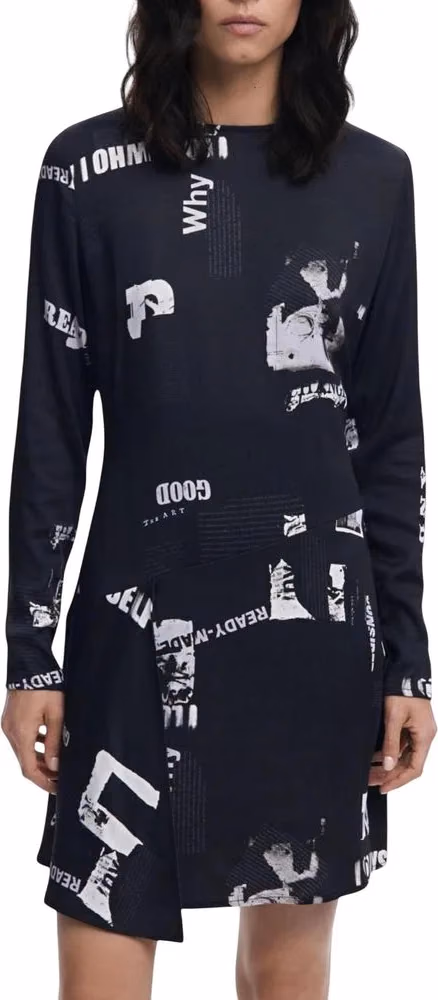 Desigual Black Viscose Short Dress