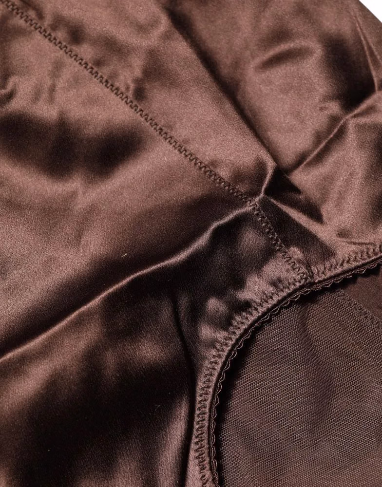 Dolce & Gabbana Brown Silk Blend High Waist Girdle Panty Underwear