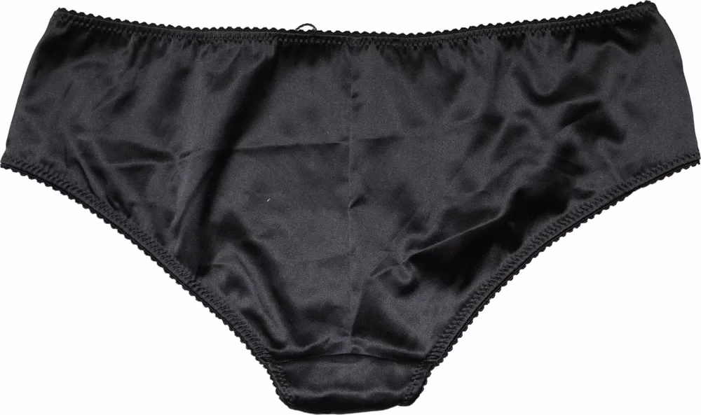 Dolce & Gabbana Black Silk Stretch Mid Waist Brief Panty Underwear