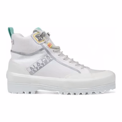 White Fabric Chunky Sneakers