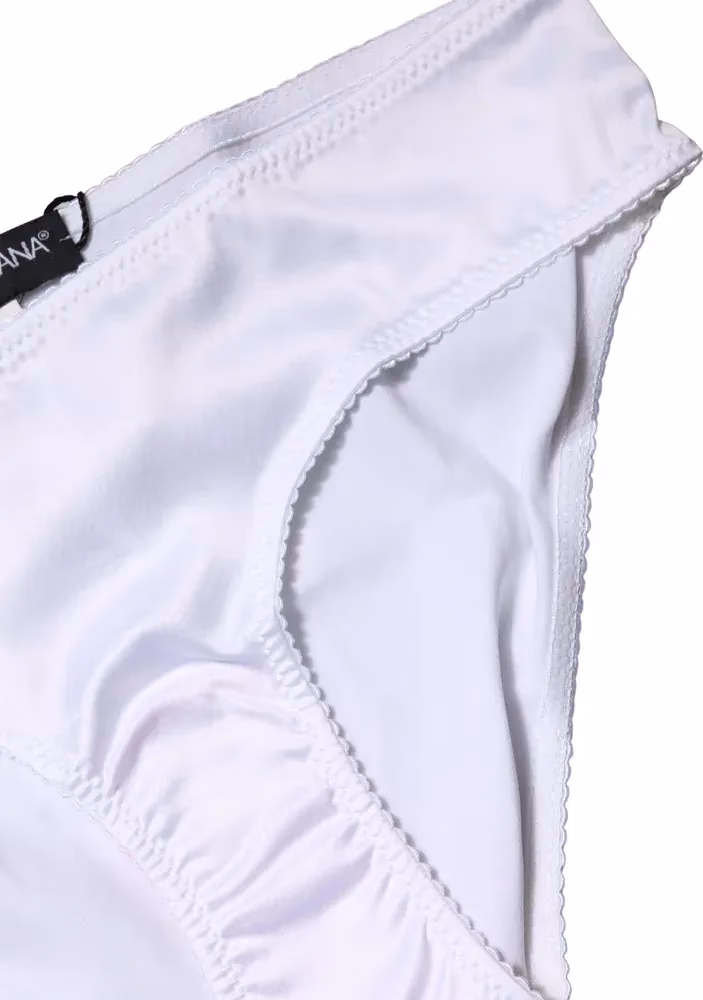 Dolce & Gabbana White Silk Stretch Mid Waist Brief Panty Underwear