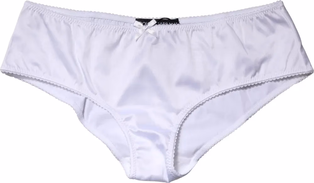 Dolce & Gabbana White Silk Stretch Mid Waist Brief Panty Underwear