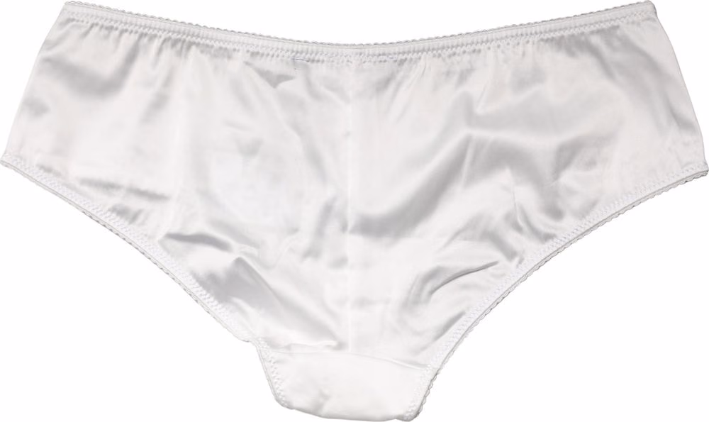 Dolce & Gabbana White Silk Stretch Mid Waist Brief Panty Underwear