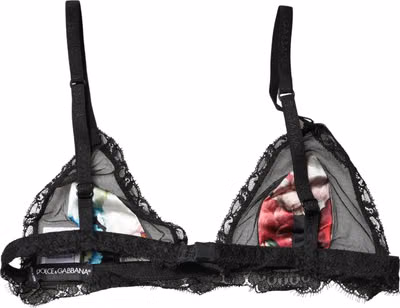 Black Floral Soft Cup Triangle Bra Underwear