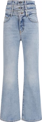 Blue Cotton Flared Jeans