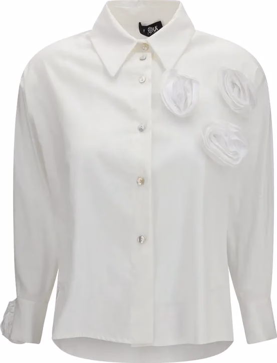 Ella White Cotton Pattern Shirt