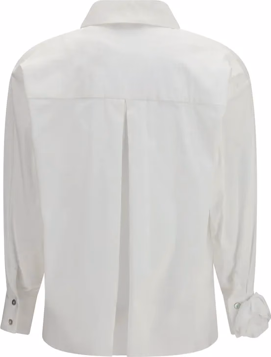 Ella White Cotton Pattern Shirt