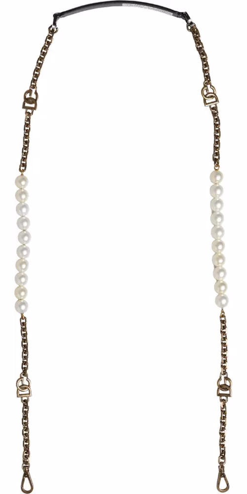 Dolce & Gabbana Black Leather Gold Chain Bag Accessory Shoulder Strap