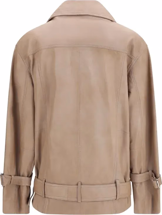 PINKO Beige Lambskin Leather Jacket